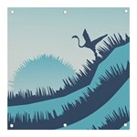 Swan Flying Bird Wings Waves Grass Banner and Sign 3  x 3 