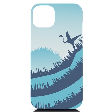 Swan Flying Bird Wings Waves Grass iPhone 14 Plus Black UV Print Case from ArtsNow.com Front