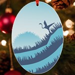 Swan Flying Bird Wings Waves Grass UV Print Acrylic Ornament Oval