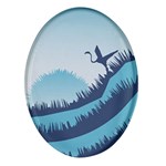 Swan Flying Bird Wings Waves Grass Oval Glass Fridge Magnet (4 pack)