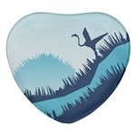 Swan Flying Bird Wings Waves Grass Heart Glass Fridge Magnet (4 pack)