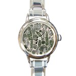 Plants Leaves Boho Botany Foliage Round Italian Charm Watch