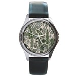 Plants Leaves Boho Botany Foliage Round Metal Watch
