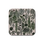 Plants Leaves Boho Botany Foliage Rubber Coaster (Square)