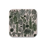 Plants Leaves Boho Botany Foliage Rubber Square Coaster (4 pack)