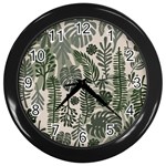 Plants Leaves Boho Botany Foliage Wall Clock (Black)