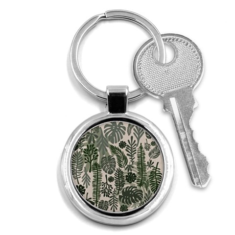 Plants Leaves Boho Botany Foliage Key Chain (Round) from ArtsNow.com Front