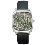Plants Leaves Boho Botany Foliage Square Metal Watch