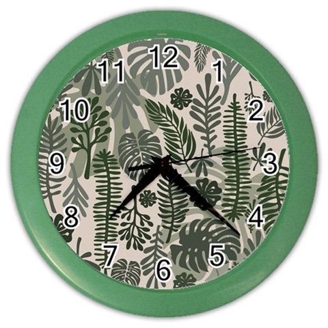 Plants Leaves Boho Botany Foliage Color Wall Clock from ArtsNow.com Front