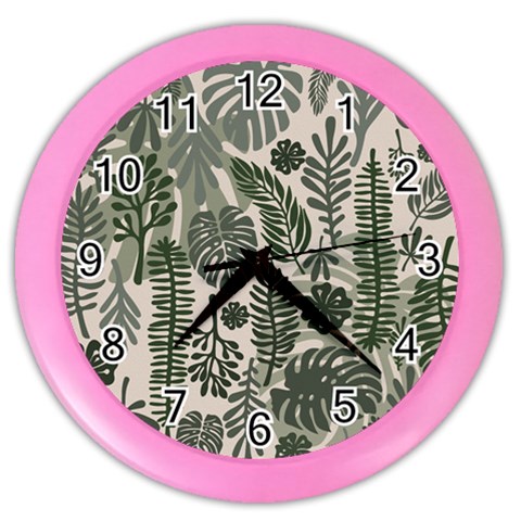 Plants Leaves Boho Botany Foliage Color Wall Clock from ArtsNow.com Front