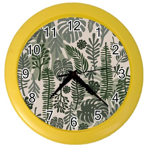 Plants Leaves Boho Botany Foliage Color Wall Clock from ArtsNow.com Front