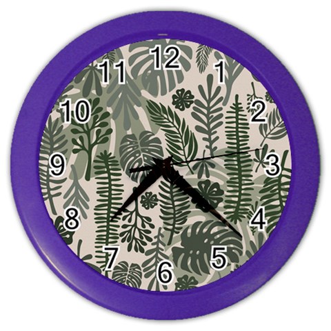 Plants Leaves Boho Botany Foliage Color Wall Clock from ArtsNow.com Front