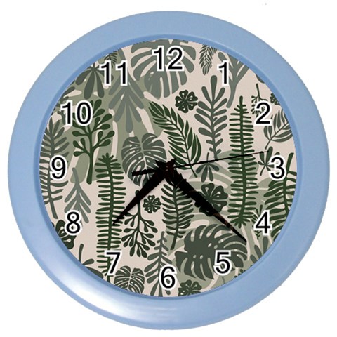 Plants Leaves Boho Botany Foliage Color Wall Clock from ArtsNow.com Front