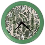 Plants Leaves Boho Botany Foliage Color Wall Clock