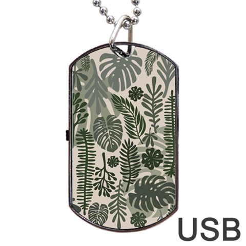 Plants Leaves Boho Botany Foliage Dog Tag USB Flash (One Side) from ArtsNow.com Front