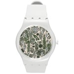 Plants Leaves Boho Botany Foliage Round Plastic Sport Watch (M)
