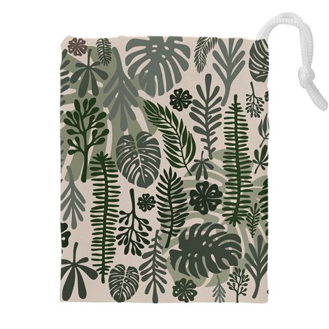 Plants Leaves Boho Botany Foliage Drawstring Pouch (4XL) from ArtsNow.com Front