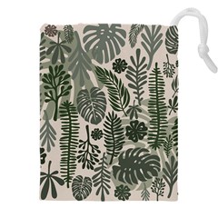 Plants Leaves Boho Botany Foliage Drawstring Pouch (4XL) from ArtsNow.com Front