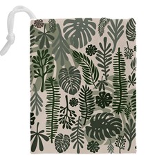 Plants Leaves Boho Botany Foliage Drawstring Pouch (4XL) from ArtsNow.com Back