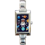 Boy Spaceman Space Rocket Ufo Planets Stars Rectangle Italian Charm Watch