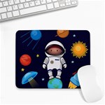 Boy Spaceman Space Rocket Ufo Planets Stars Small Mousepad