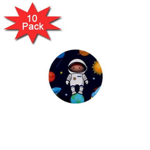 Boy Spaceman Space Rocket Ufo Planets Stars 1  Mini Buttons (10 pack)  from ArtsNow.com Front