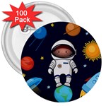 Boy Spaceman Space Rocket Ufo Planets Stars 3  Buttons (100 pack) 