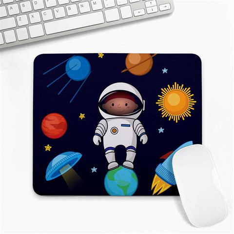 Boy Spaceman Space Rocket Ufo Planets Stars Large Mousepad from ArtsNow.com Front