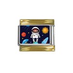 Boy Spaceman Space Rocket Ufo Planets Stars Gold Trim Italian Charm (9mm)