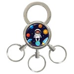 Boy Spaceman Space Rocket Ufo Planets Stars 3-Ring Key Chain