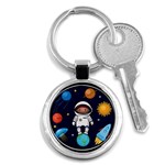 Boy Spaceman Space Rocket Ufo Planets Stars Key Chain (Round)