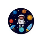 Boy Spaceman Space Rocket Ufo Planets Stars Rubber Coaster (Round)