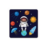 Boy Spaceman Space Rocket Ufo Planets Stars Square Magnet