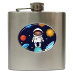 Boy Spaceman Space Rocket Ufo Planets Stars Hip Flask (6 oz)