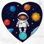Boy Spaceman Space Rocket Ufo Planets Stars Jigsaw Puzzle (Heart)
