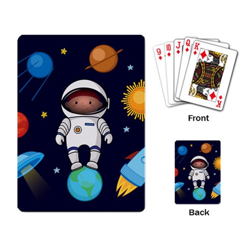 Boy Spaceman Space Rocket Ufo Planets Stars Playing Cards Single Design (Rectangle) from ArtsNow.com Back