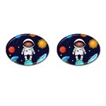 Boy Spaceman Space Rocket Ufo Planets Stars Cufflinks (Oval)