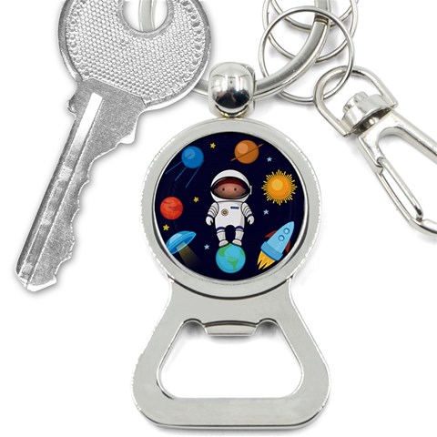 Boy Spaceman Space Rocket Ufo Planets Stars Bottle Opener Key Chain from ArtsNow.com Front