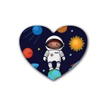 Boy Spaceman Space Rocket Ufo Planets Stars Rubber Coaster (Heart)