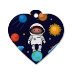 Boy Spaceman Space Rocket Ufo Planets Stars Dog Tag Heart (Two Sides)