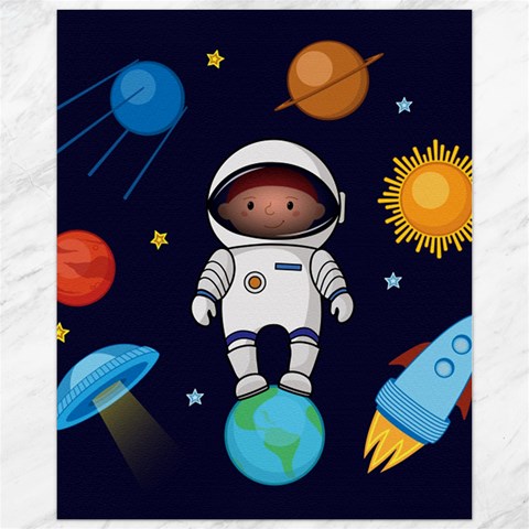 Boy Spaceman Space Rocket Ufo Planets Stars Canvas 11  x 14  from ArtsNow.com 10.95 x13.48  Canvas - 1