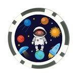 Boy Spaceman Space Rocket Ufo Planets Stars Poker Chip Card Guard
