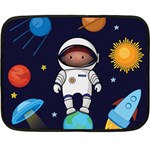 Boy Spaceman Space Rocket Ufo Planets Stars Fleece Blanket (Mini)