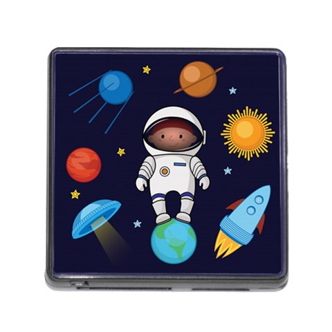 Boy Spaceman Space Rocket Ufo Planets Stars Memory Card Reader (Square 5 Slot) from ArtsNow.com Front