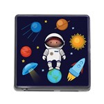 Boy Spaceman Space Rocket Ufo Planets Stars Memory Card Reader (Square 5 Slot)
