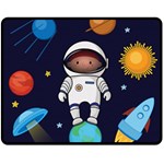 Boy Spaceman Space Rocket Ufo Planets Stars Fleece Blanket (Medium)