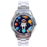 Boy Spaceman Space Rocket Ufo Planets Stars Stainless Steel Analogue Watch