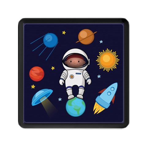 Boy Spaceman Space Rocket Ufo Planets Stars Memory Card Reader (Square) from ArtsNow.com Front