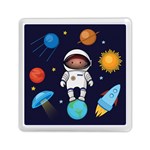 Boy Spaceman Space Rocket Ufo Planets Stars Memory Card Reader (Square)