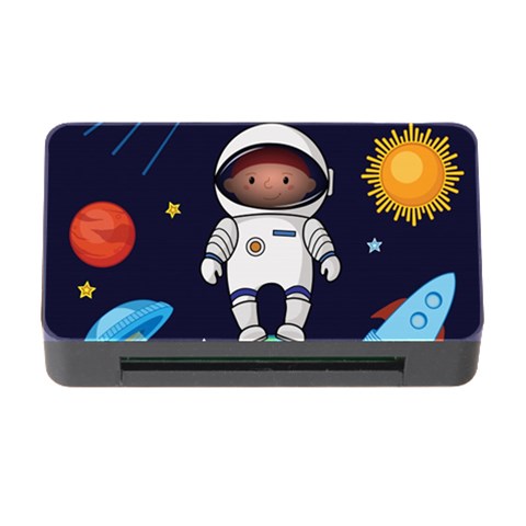 Boy Spaceman Space Rocket Ufo Planets Stars Memory Card Reader with CF from ArtsNow.com Front